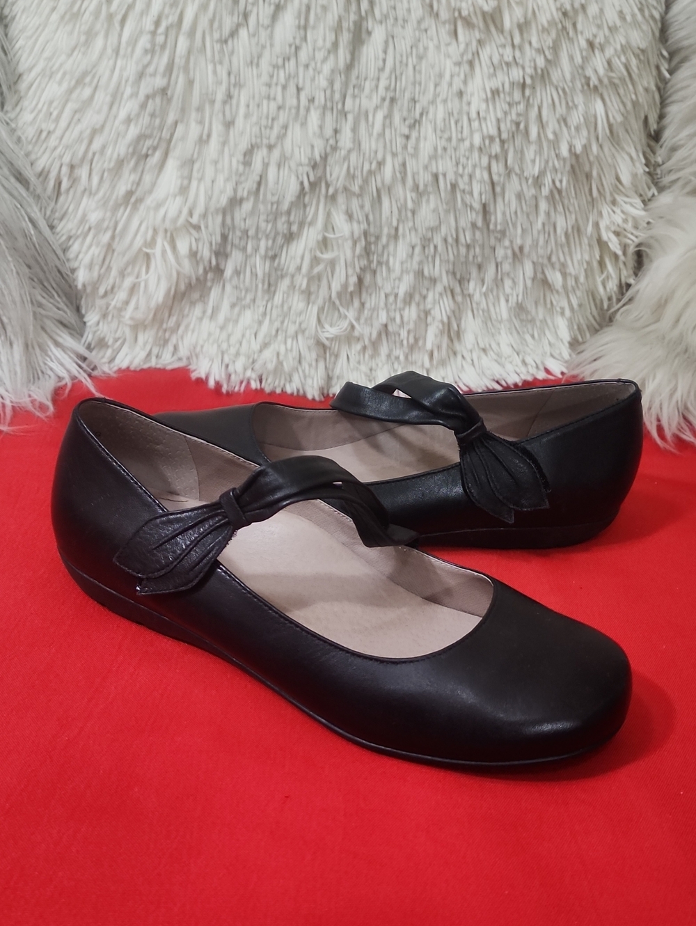 Abeo Talia Neutral Black Bow-Strap Comfort Flats